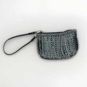 Express Black Wristlet with Silver Chains Accents